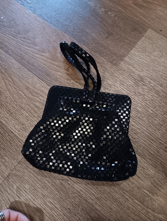 Vintage 70s Black Sequin Wristlet Clutch with Top Handle main image 0
